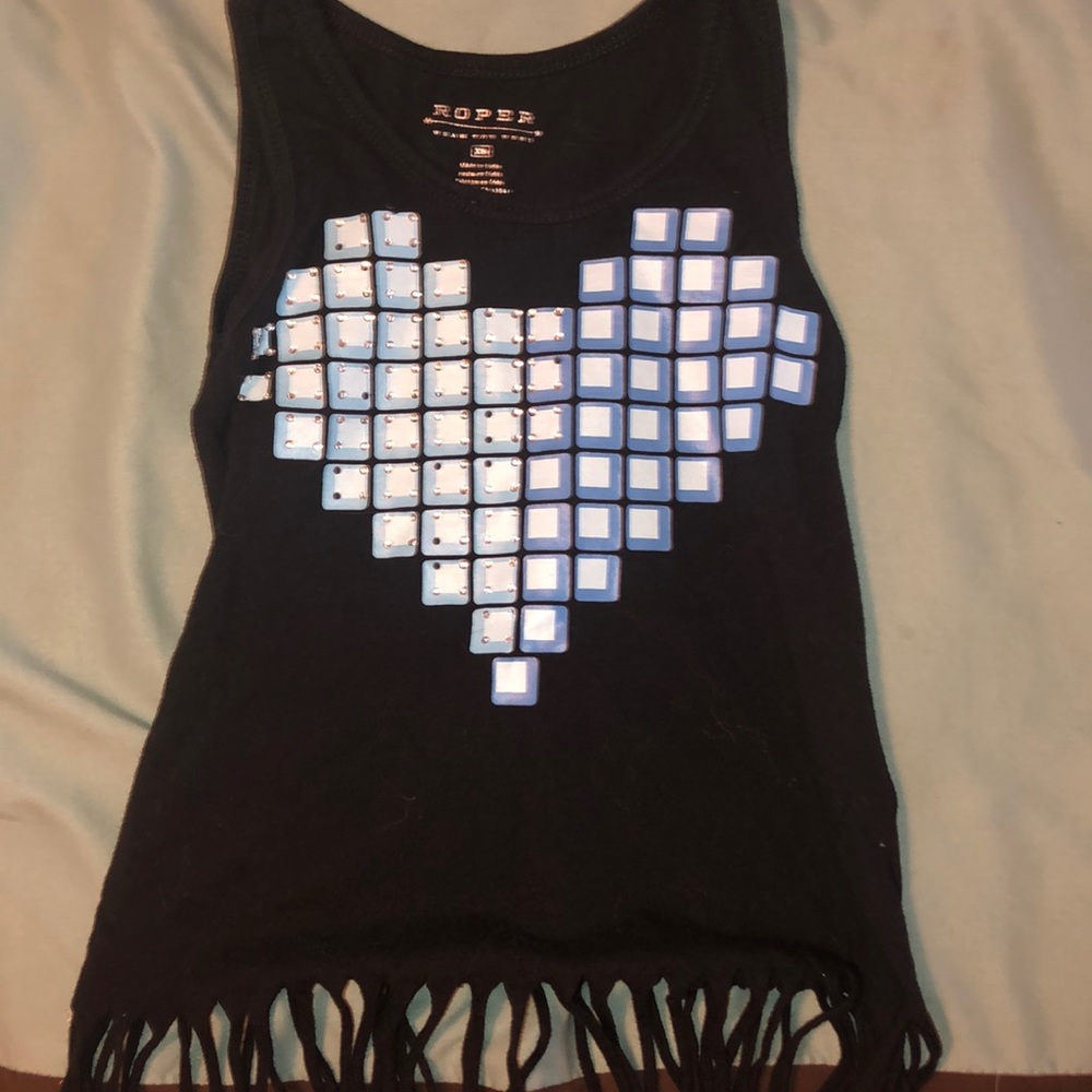 Girls XS-Fringed-Roper Tank-with rhinestones💙💎